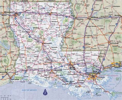 large detailed roads  highways map  louisiana state