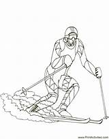 Coloring Skiing Downhill Olympic Skier Library sketch template