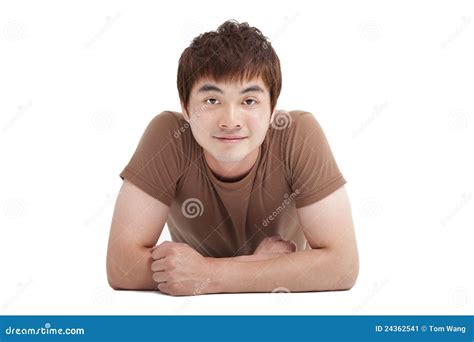 Asian Young Man Lying On The Floor Stock Image Image Of Healthy Body