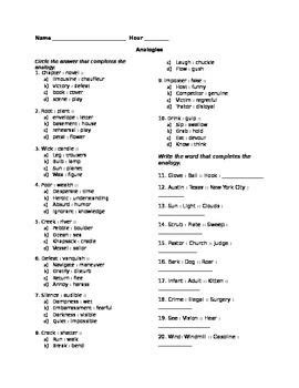 analogies worksheet synonyms antonyms