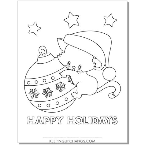 christmas cat coloring pages  popular printables