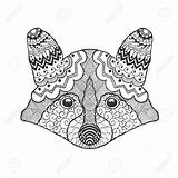 Tribal Caves Coloring Designlooter Patterned Ethnic Raccoon Doodle Drawn Bear Animal Head Hand Cute sketch template