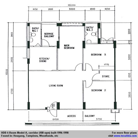 Hdb 4 Room Model A Floor Plan 100 Sqm House Plans Modern Bungalow