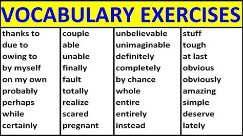 english vocabulary exercises vocabulary words english learn
