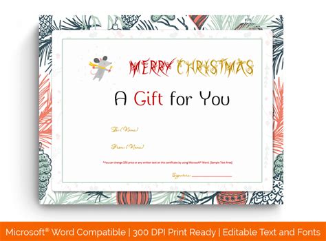 merry christmas gift certificate templates ms word