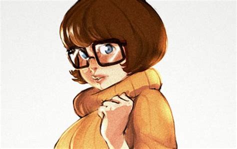 velma and her iconic glasses while shaggy and scooby where hiding in barrels or doing “scoobie