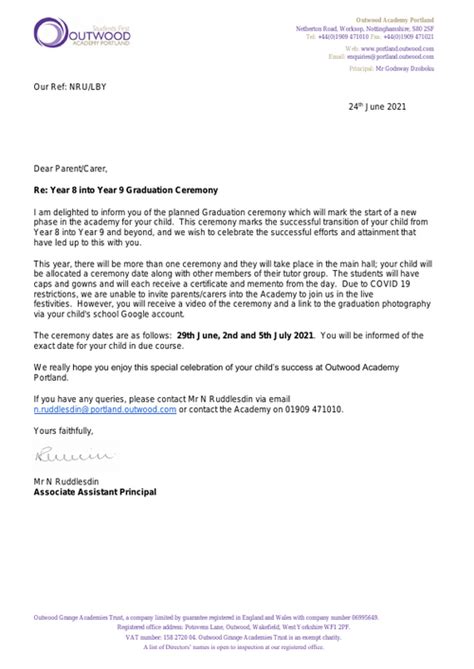 graduation letter  year   year  students outwood academy