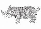 Zentangle Rhino Rinoceronte Dibujado Effetto Dello Camicia Coloritura Progettazione Nashorn Decorativo Polygon Gezeichnete Tartaruga Tätowierung sketch template