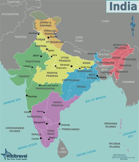 map  india regions worldofmapsnet  maps  travel