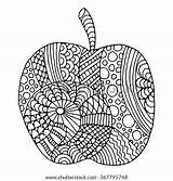 Zentangle Coloring Apple Pattern Vector Book Shutterstock Stock Preview sketch template