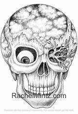 Demonic Skulls Grayscale sketch template