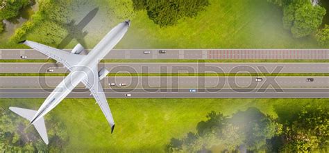 top view  airplane flying   stock image colourbox
