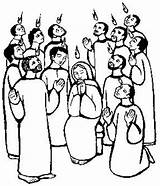 Pentecost Jesus Coloring Praying Apostles Maria Color sketch template