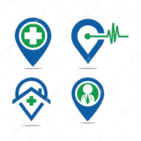 cuidado de la salud y el icono de pin médico logo vector