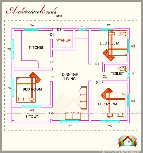 760 Square Feet 3 Bedroom House Plan Bedroom House Plans