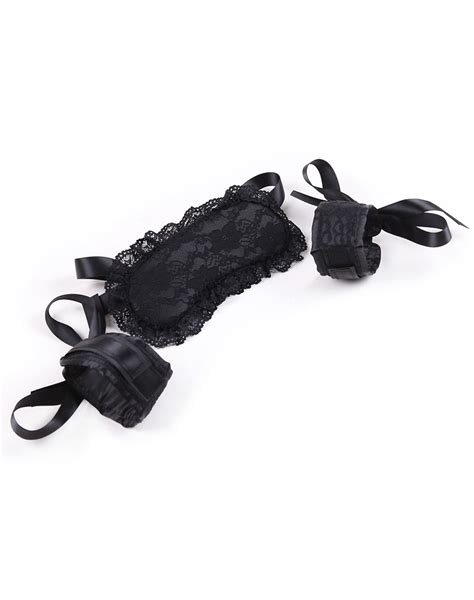 lace blindfold and wrist cuffs set wholesale lingerie sexy