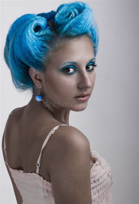 girl  blue hair stock images image