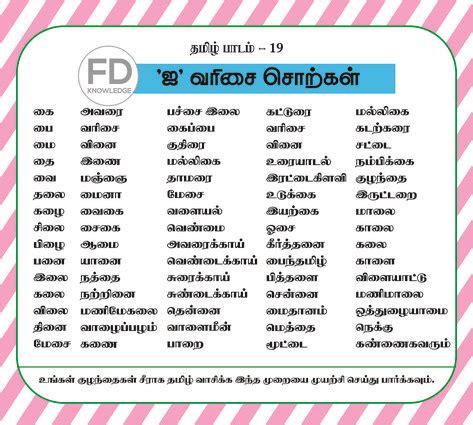 tamil words ideas words letters reading