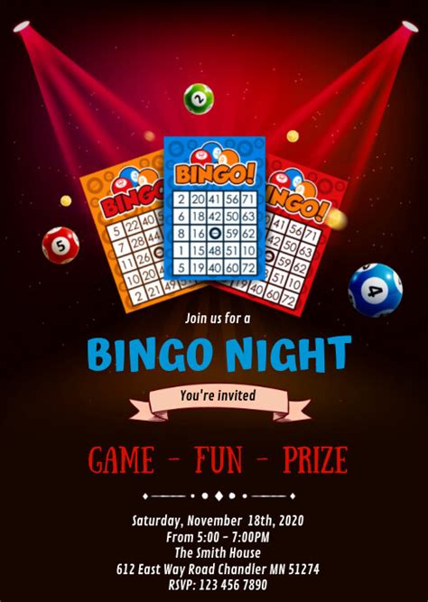 bingo night party invitation template postermywall
