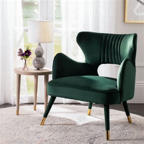safavieh blair mid century retro wingback accent chair forest green