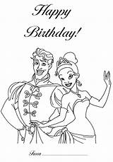 Coloring Princess Pages Disney Frog Birthday Happy Printable Sheet Kids Coloringpages Prince Tiana Tangled Naveen Colouring Disneyland Stuff Book Choose sketch template