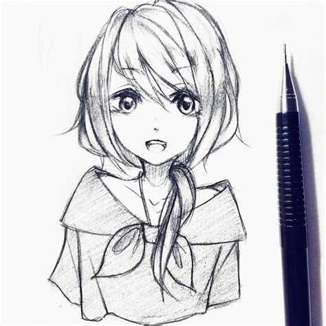 cute anime girl sketch  paintingvalleycom explore collection