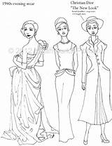 Coloring Pages Fashion 1940s Adult sketch template