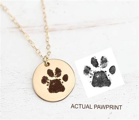 actual pawprint  necklace dogs paw print jewelry loss  etsy paw