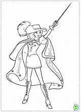 Coloring Barbie Pages Dinokids Print Musketeers Three Close sketch template