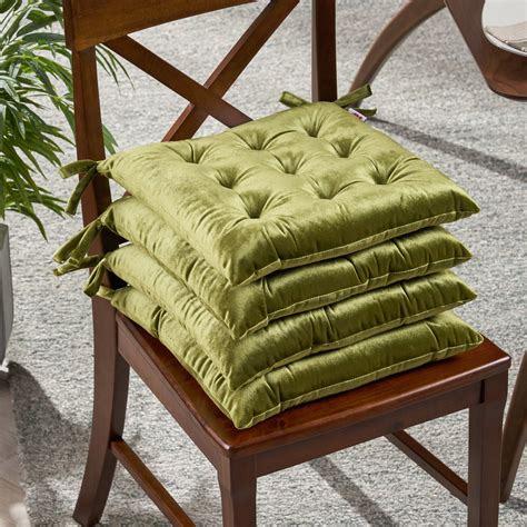 Asma Tufted Velvet Dining Chair Cushion Pads Set Of 4 Velvet Dining