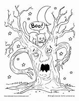 Tree Coloring Scary Halloween Pages Spooky Printable Jack Choose Board Template sketch template