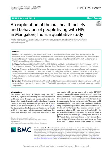 pdf an exploration of the oral health beliefs and behaviors of people