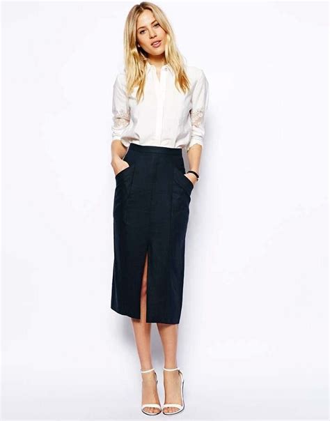 linen split front pencil skirt  atwhowhatwear skirt fashion trendy
