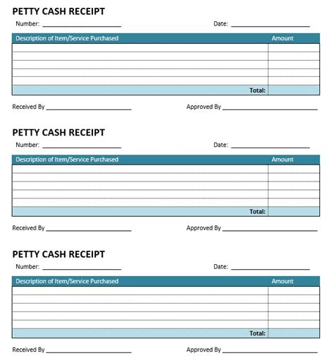 sample petty cash receipt templates printable samples