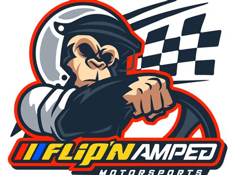 flipn amped motosports sim racing team logo  claw creative   dribbble
