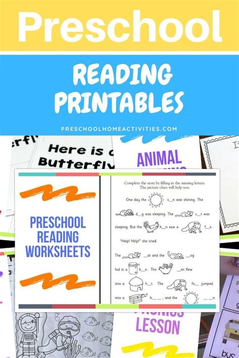 preschool reading printables preschool home activities preschool