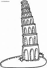 Tower Pisa Leaning Drawing Cartoon Pizza Coloring Pages Silhouette Getdrawings Template Clipart sketch template