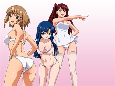xbooru agent aika anime ass bent over bra breasts cleavage ecchi panties pose standing tattoo