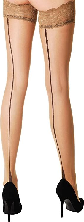 nude with black seam at the back beige seamed opaque hold ups