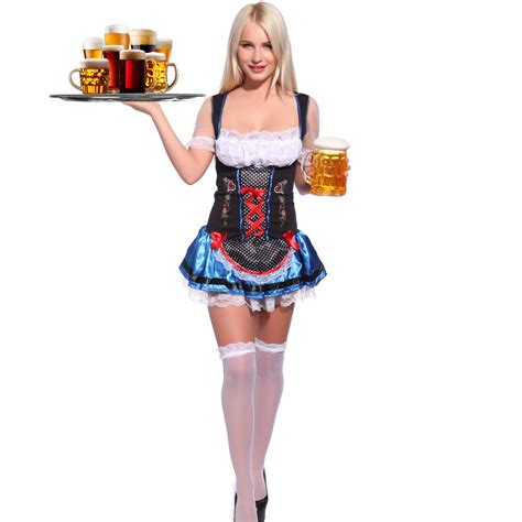 Ladies Dirndl Oktoberfest German Bavarian Beer Girl Fancy Dress Costume