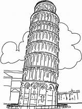Colouring Leaning Pisa sketch template