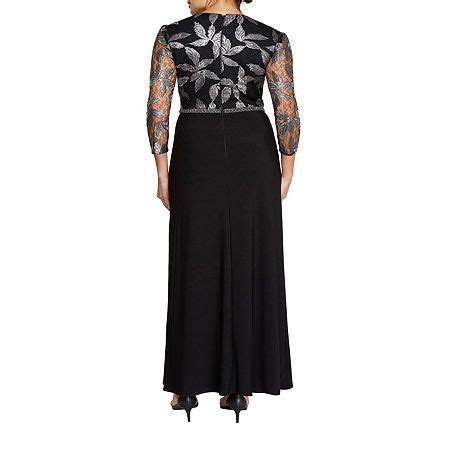 jcpenney cocktail dresses maya brooke  sleeve embroidered evening gown  black