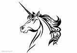 Unicorn Head Coloring Printable Pages Adults Kids sketch template