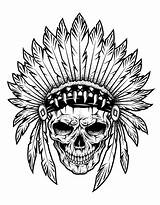 Coloring Native Indian Skull Pages Indians Chief Adults American Adult Color Kids Justcolor Print Tattoo Children Printable Simple Americans Source sketch template