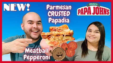 Papa John’s New Parmesan Crusted Papadia Review Meatball Pepperoni 🧀🍕