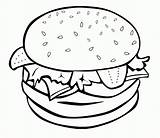 Coloring Food Junk Pages Kids Popular Burger sketch template