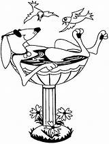 Coloring Dogs Pages Kidprintables Return Main Birdbath Dog sketch template