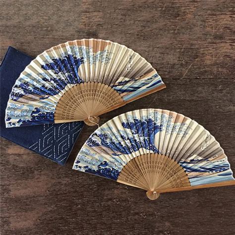 pcs real silk hand fan japanese folding fan mount fuji kanagawa waves