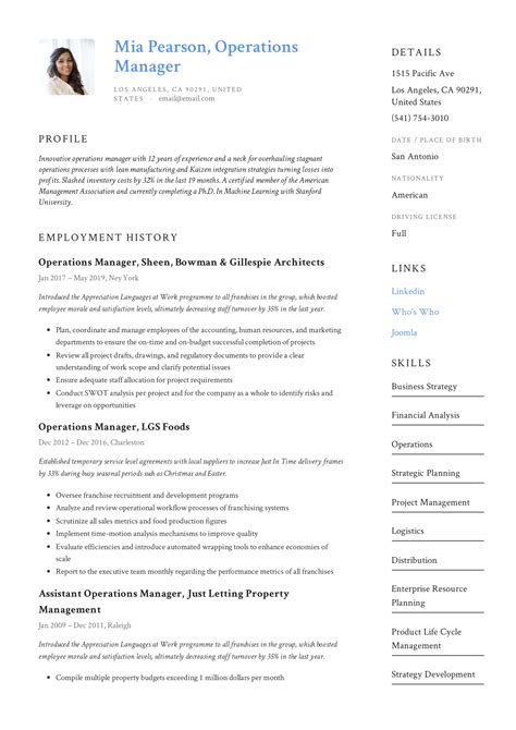 operations manager resume writing guide  examples