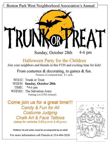 trunk  treat flyer template printable word searches